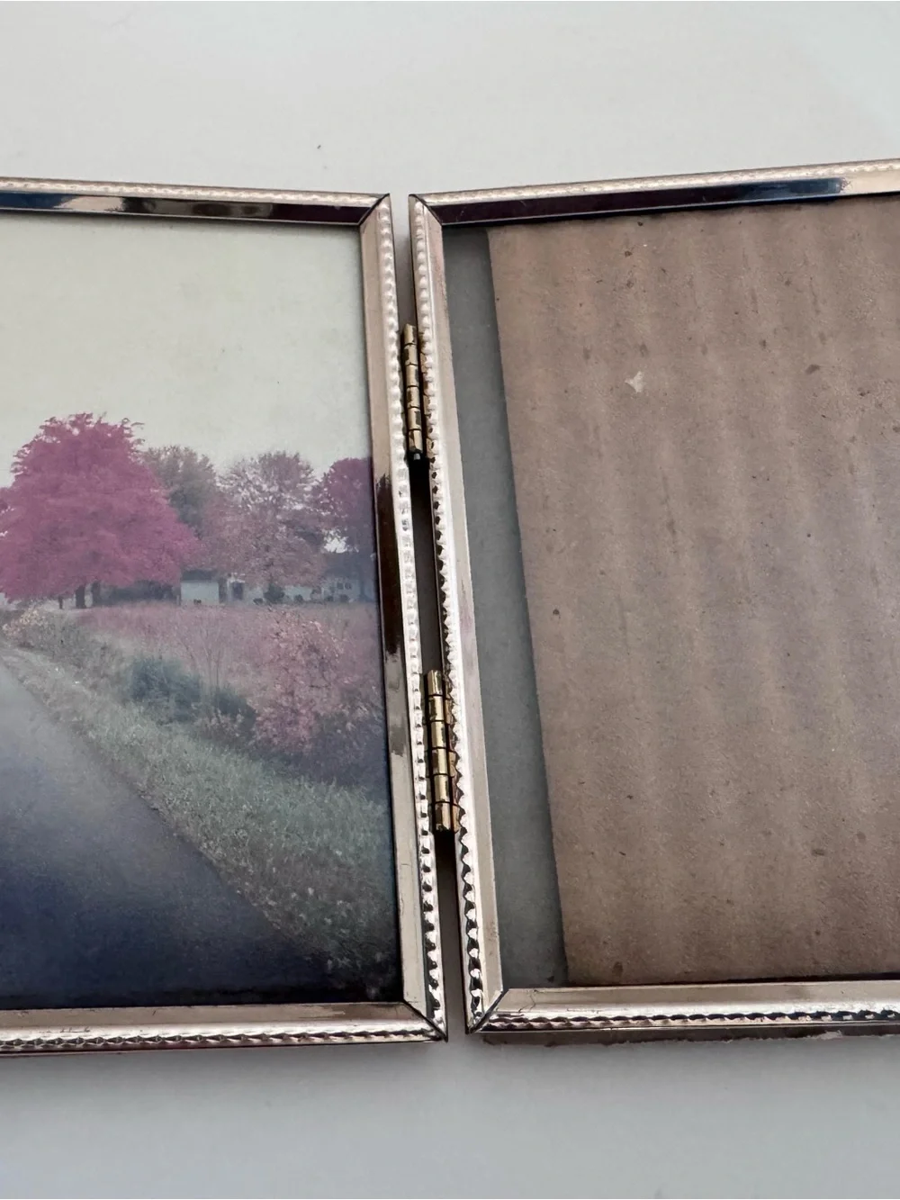 Vintage Gold Double Hinged Picture Frame Romantic Cottage Grandmillennial Decor